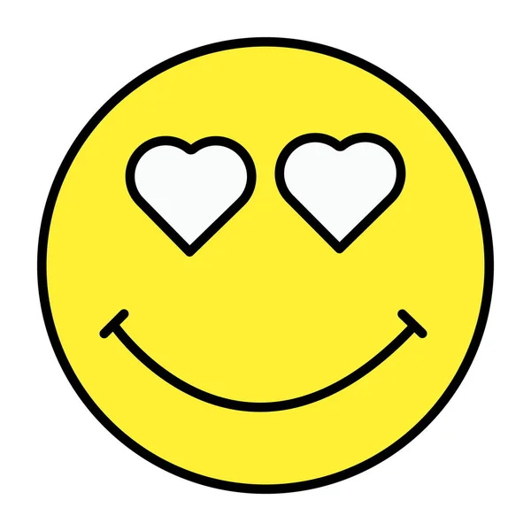 Vector Design Heart Eyes Emoji Flat Style — Stock Vector