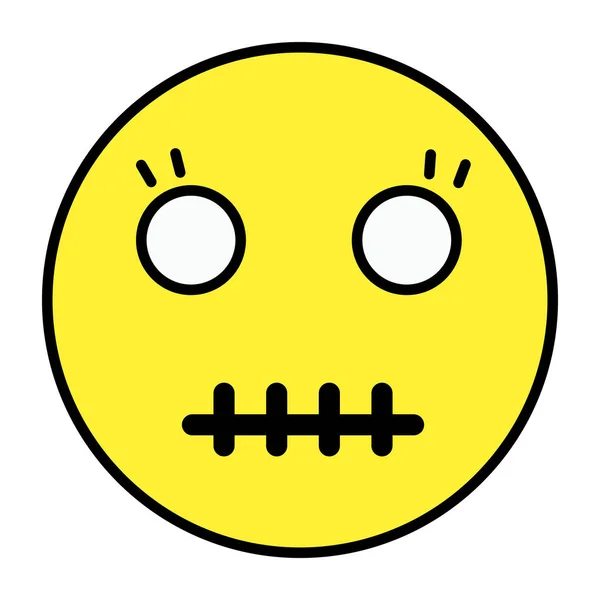 Stitch Mond Emoji Icoon Bewerkbare Vector — Stockvector