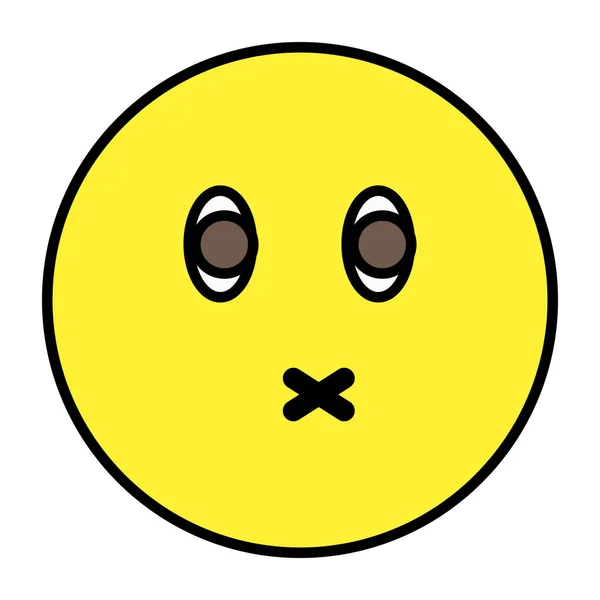 Emoticon Kereszttel Lapos Kialakítású Zárt Szájú Emoji — Stock Vector