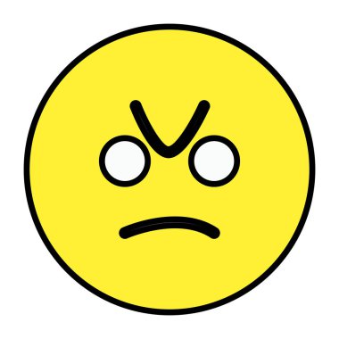 Kaşlarını çatan emojinin düzenlenebilir tasarım simgesi 