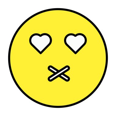Kalp göz emojisinin düz biçimli vektör tasarımı 