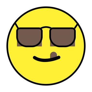 Güneş gözlüklü duygusal yüz, havalı emoji simgesi. 