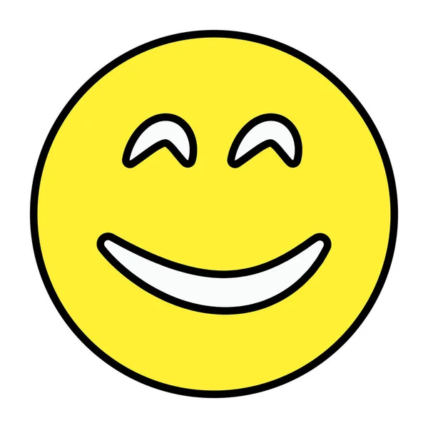 Szerkeszthető Lapos Design Boldog Emoji Ikon — Stock Vector