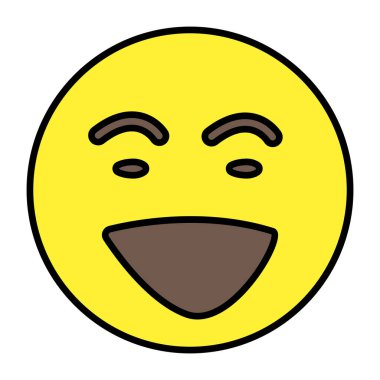 Mutlu emoji simgesinin düzenlenebilir düz tasarımı