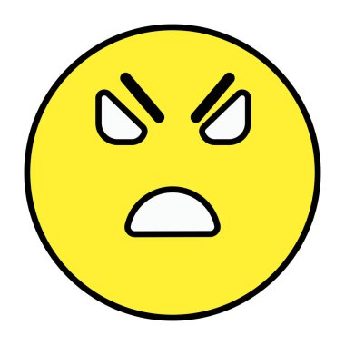 Kaşlarını çatan emojinin düzenlenebilir tasarım simgesi 