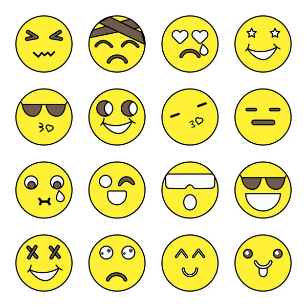 Pack Icônes Plates Smiley — Image vectorielle