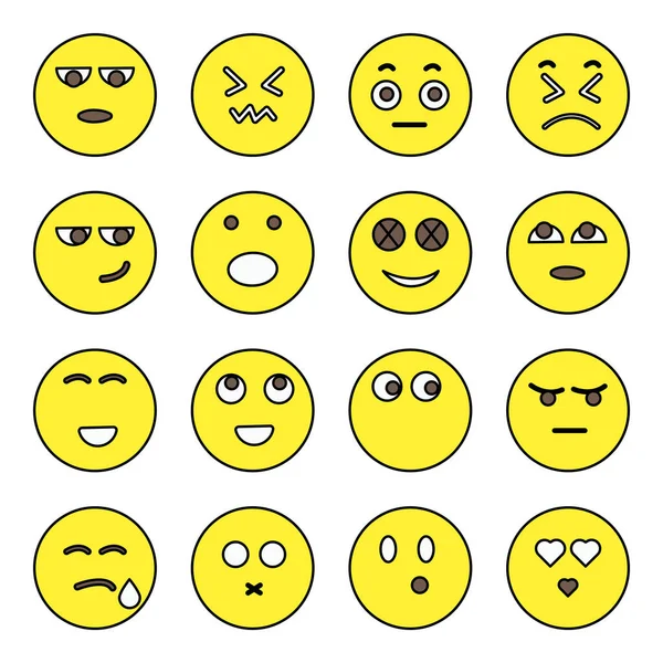 Pack Icônes Plates Expression Émotionnelle Faciale — Image vectorielle