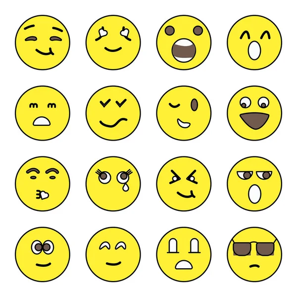 Pack Emoticones Caras Texto Iconos — Vector de stock