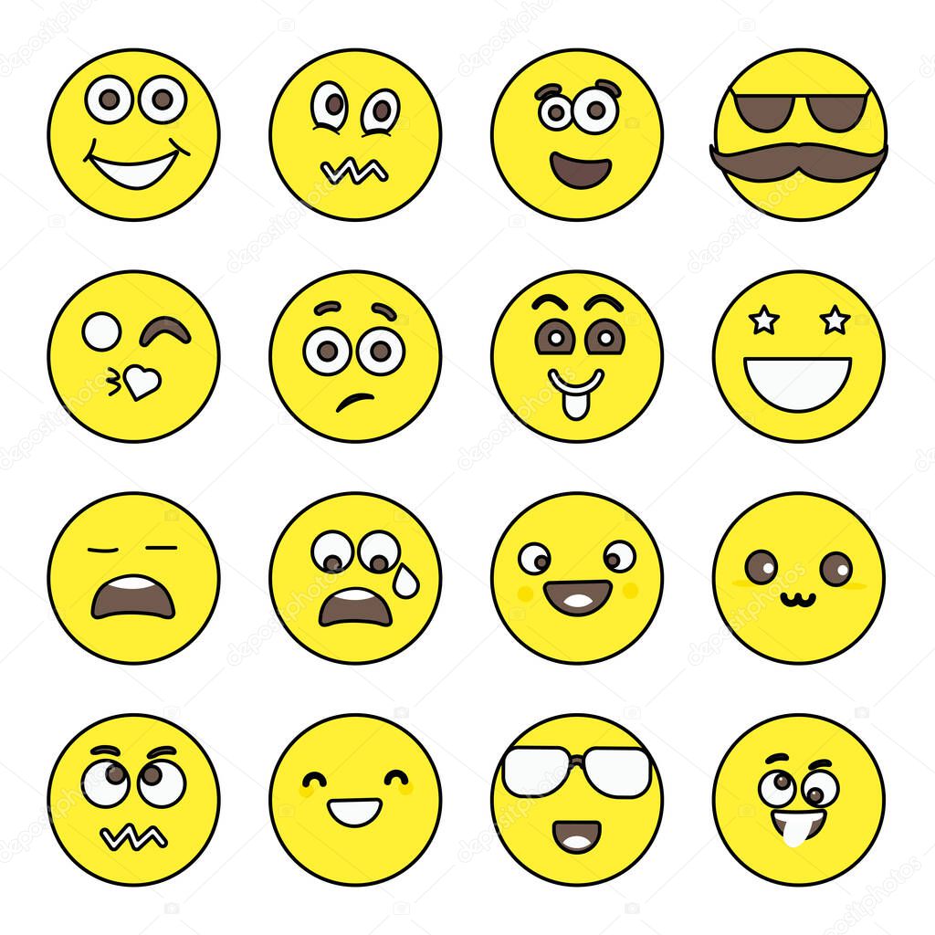 Pack of Emoji and Emotion Flat Icons 