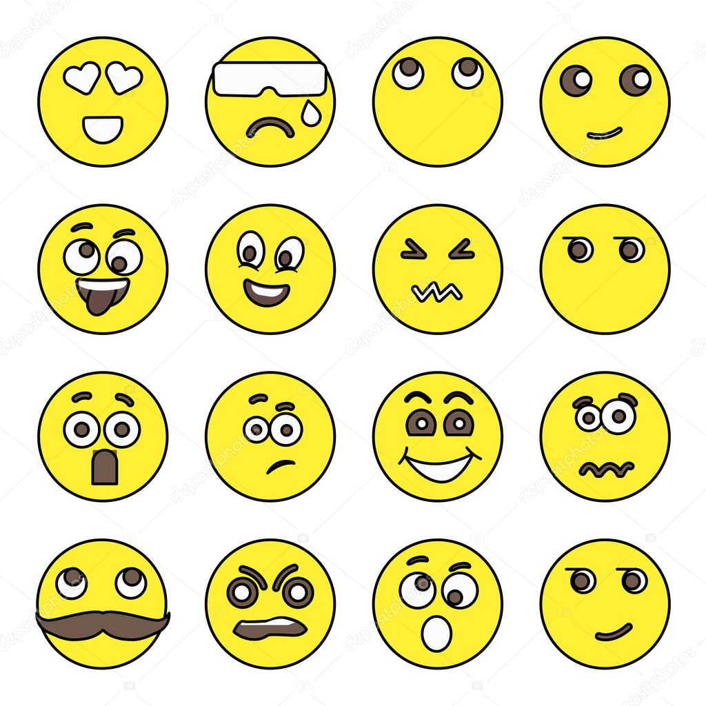 Pack of Emoji and Emotag Flat Icons 