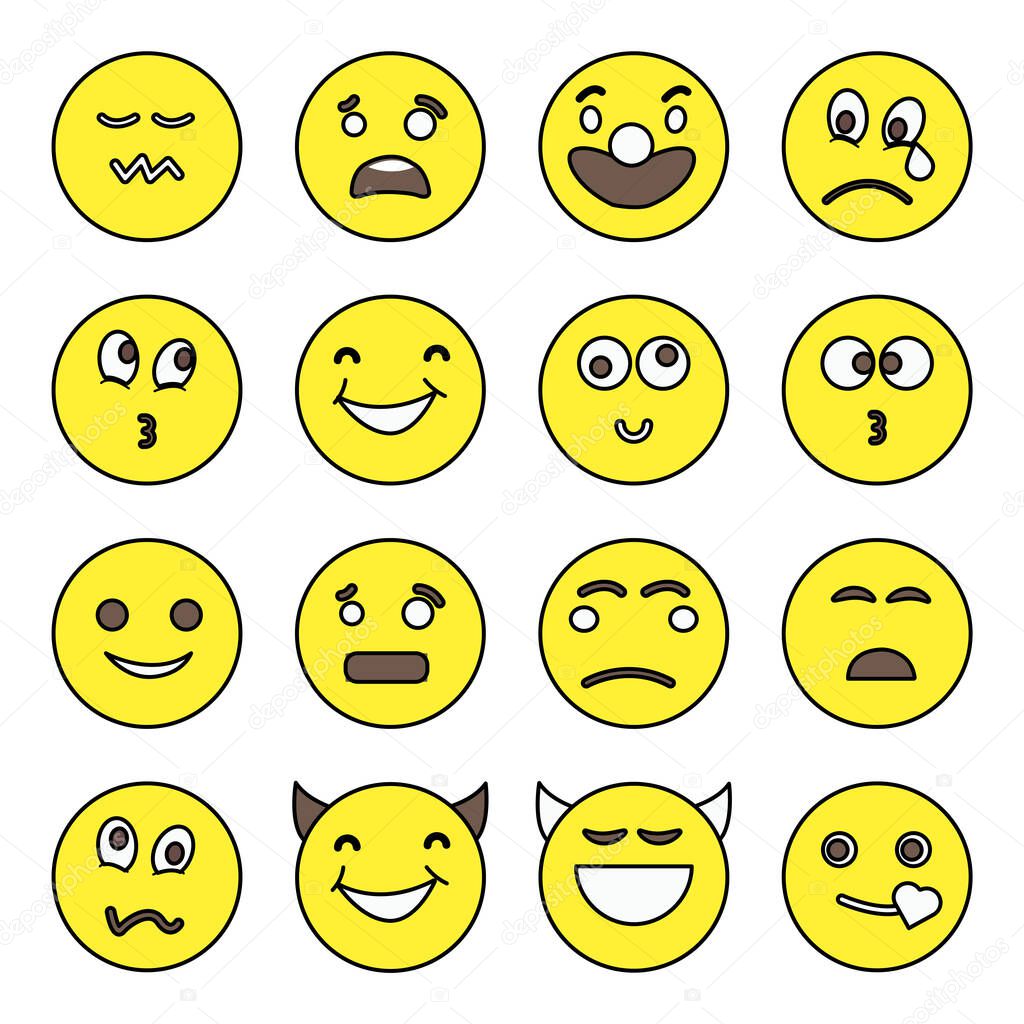 Pack of Emoticon and Emotion Flat Icons 