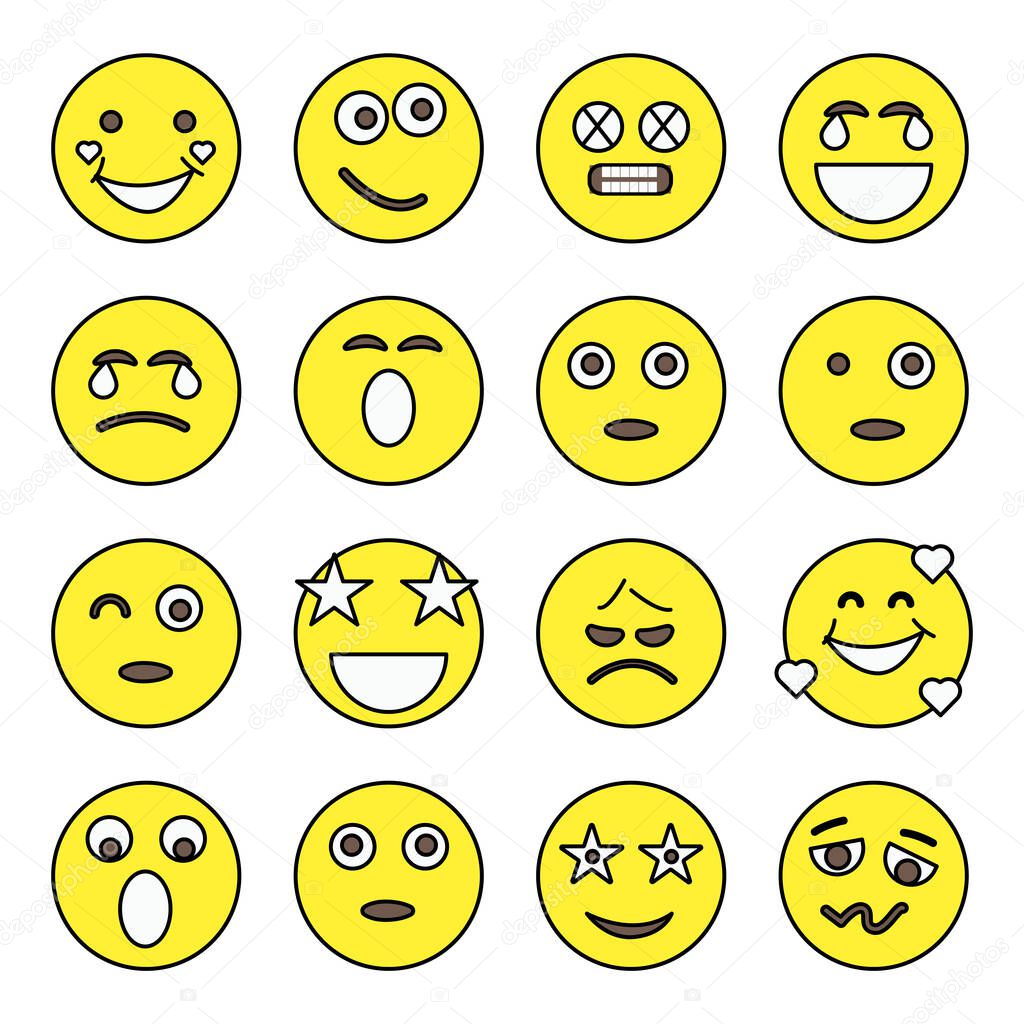 Pack of Emotion and Face Expression Flat Icons 