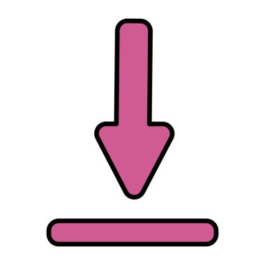 Aşağı doğru okun düzenlenebilir düz tasarımı