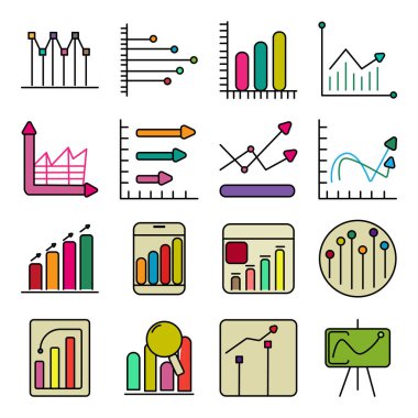 Büyüme Çizelgesi Düz Simgeleri Paketi