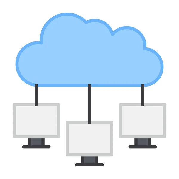 Cloud Connesso Con Monitor Icona Dei Dispositivi Cloud — Vettoriale Stock