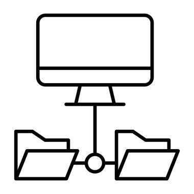 Doğrusal dizaynda bilgisayar ağı simgesi
