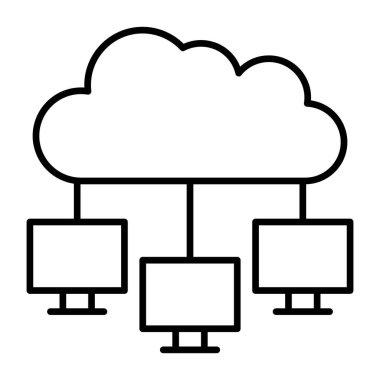 Monitörlere bağlı bulut, bulut aygıtları simgesi