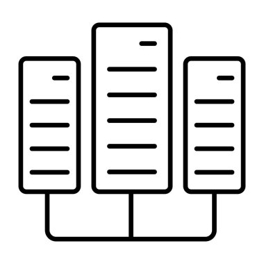 Ağ sunucu rafının modern tasarım simgesi
