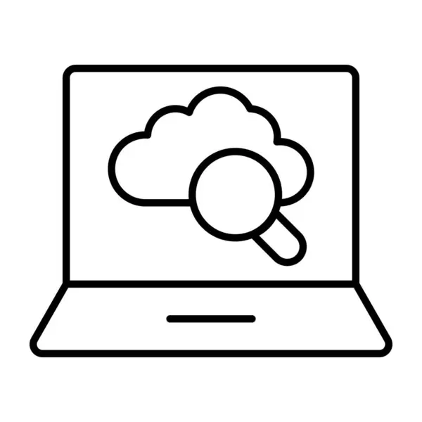 Хмара Під Збільшувальним Склом Ноутбуком Показує Концепцію Хмари Пошуку — стоковий вектор