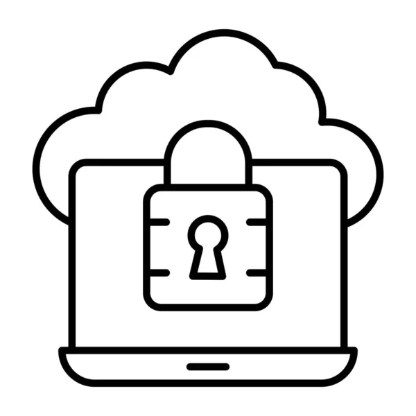 Padlock Uvnitř Notebooku Zobrazující Koncept Zabezpečení Cloudové Sítě — Stockový vektor