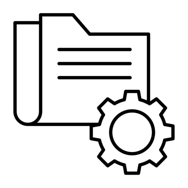 Caso Documento Com Engrenagem Design Linear Configuração Pasta —  Vetores de Stock