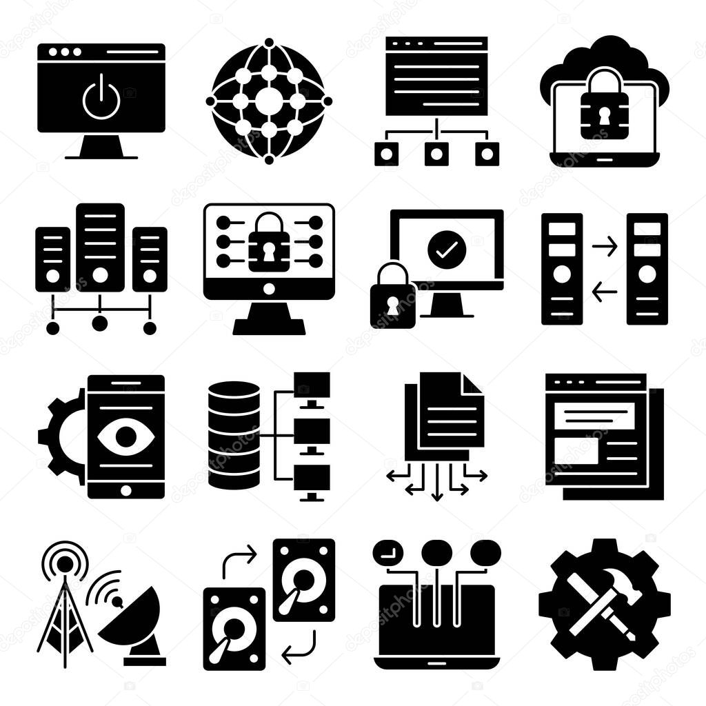 Pack of Computer Accessories Solid Icons 