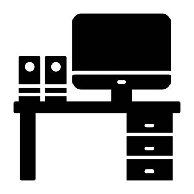 Bir kabartma tasarımı, ofis masasının simgesi.