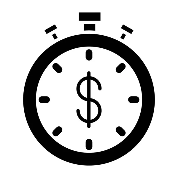 Design Glifo Ícone Tempo Dinheiro — Vetor de Stock
