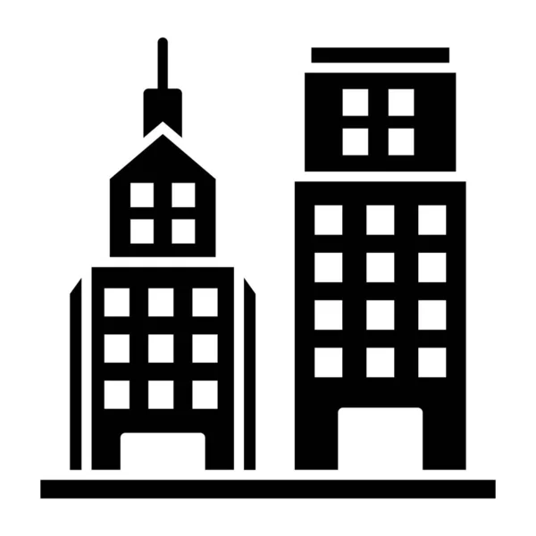 Ein Glyphen Design Ikone Des Bürogebäudes — Stockvektor