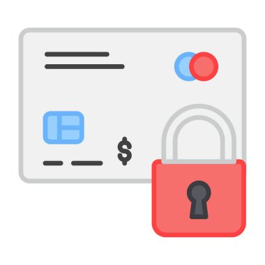 Düz dizayn, güvenli ATM kartı simgesi