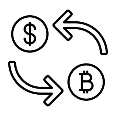 Bir doğrusal tasarım, para değişimi simgesi