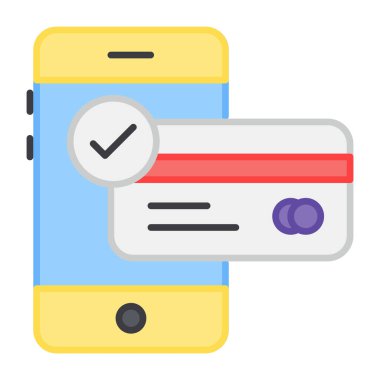 Akıllı telefonlu kart, cep telefonu ödemelerinin düz tasarımı