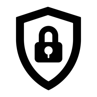 Siber güvenlik vektörü içerisindeki asma kilit için bir simge tasarımı