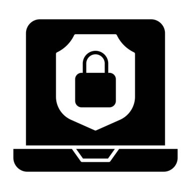 Dizüstü bilgisayarın güvenliğinin eşsiz bir tasarım simgesi 
