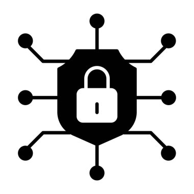 Nodes with padlock, solid design of network lock 