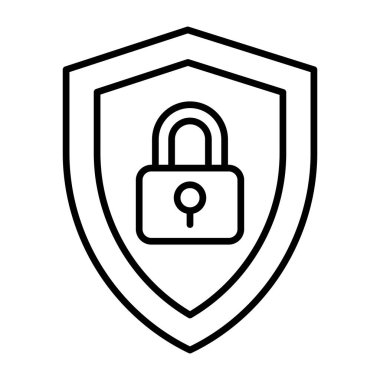 Siber güvenlik vektörü içerisindeki asma kilit için bir simge tasarımı