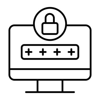 İçerideki asma kilitli parola monitör, sistem giriş simgesi