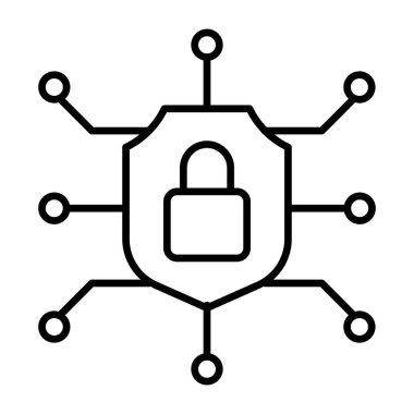 Nodes with padlock, linear design of network lock 
