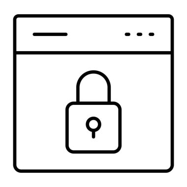 Padlock on web page, linear design of web security