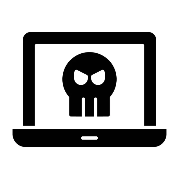 Skull System Concept Infected Laptop Icon - Stok Vektor