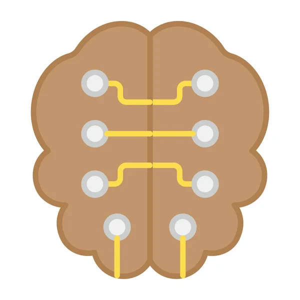 Design Piatto Icona Del Cervello Digitale — Vettoriale Stock