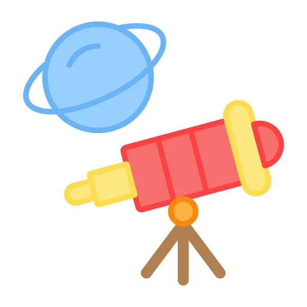 Icono Del Telescopio Estilo Plano Moderno — Vector de stock