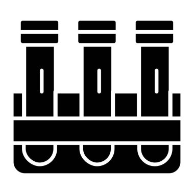 Kabartma dizaynında test tüpleri simgesi, deney tüpleri