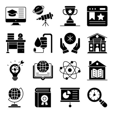 Çevrimiçi Eğitim Kabartma Simgeleri Paketi