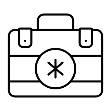 Doğrusal tasarımda tıbbi acil durum simgesi için ilk yardım çantası