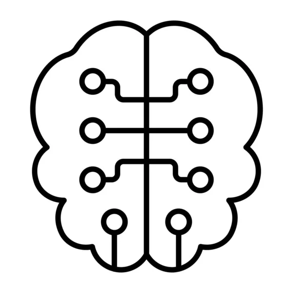 Diseño Lineal Icono Del Cerebro Digital — Vector de stock