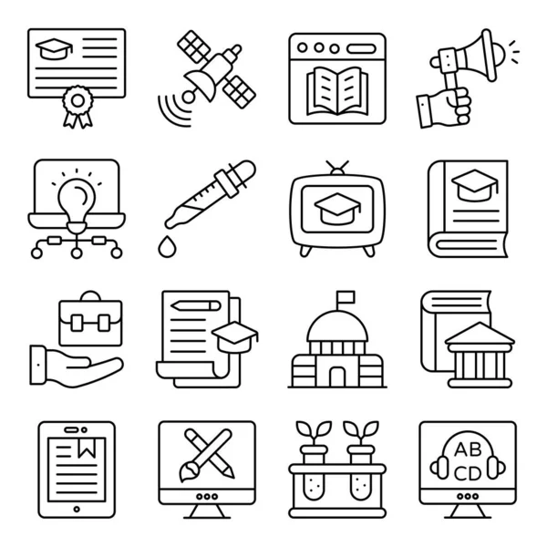 Pack Iconos Lineales Del Instituto Educación — Vector de stock