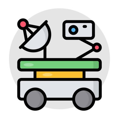 A flat design, icon of media van