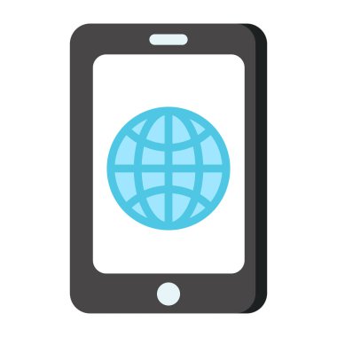 Globe inside smartphone, mobile browser icon 