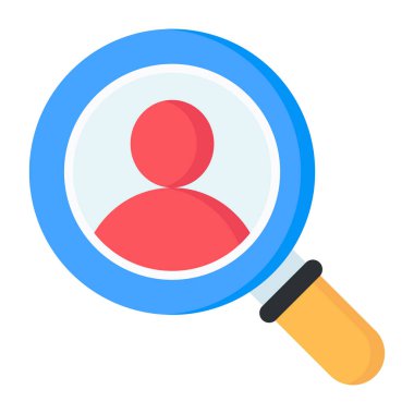 Avatar under magnifying glass, search user icon